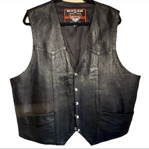 Interstate Leather Classic Originals Black Snap Front Biker Motorcycle Vest XL
